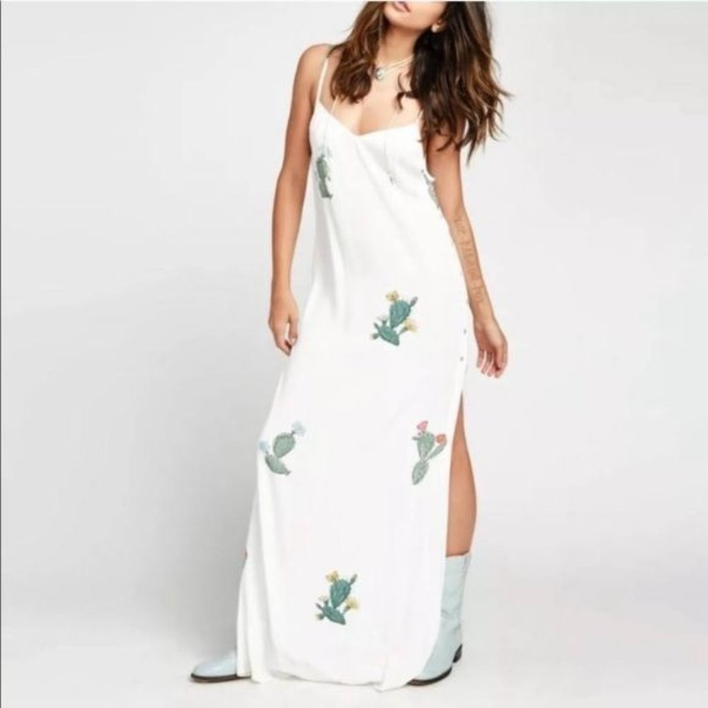 Wildfox Maxi Spaghetti Strap Side Button Slit Boh… - image 2